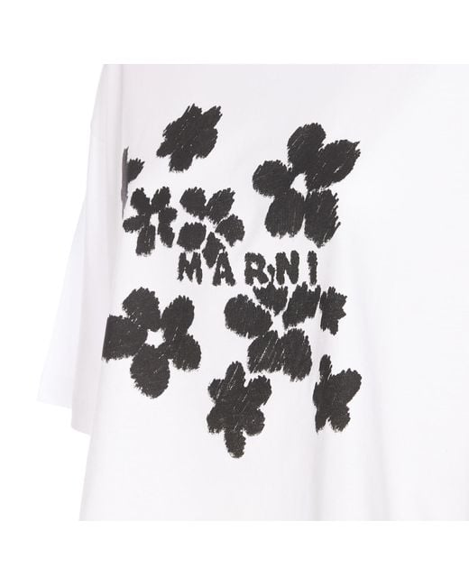 Marni White Boxy Printed T-Shirt