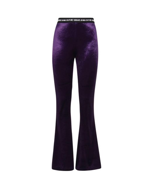 Versace Blue Flared Trousers With Logo Band