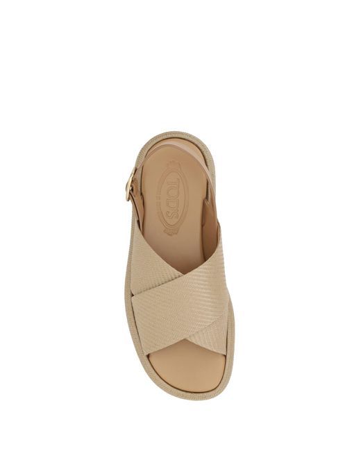 【TOD'S】 Raffia Sandals サンダル Tod's Raffia Sandals in Natural | Lyst