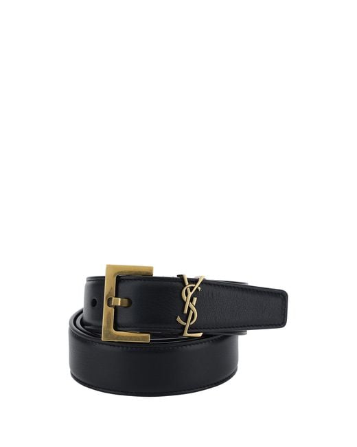 Saint Laurent White Leather Belt Calf