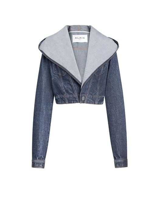 Alaïa Blue Hooded Denim Jacket