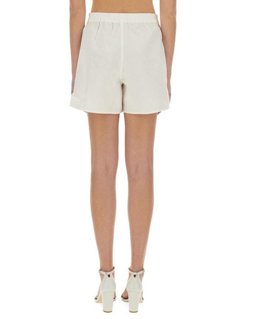 MARINE SERRE White Upcycled Linen Shorts Cotton