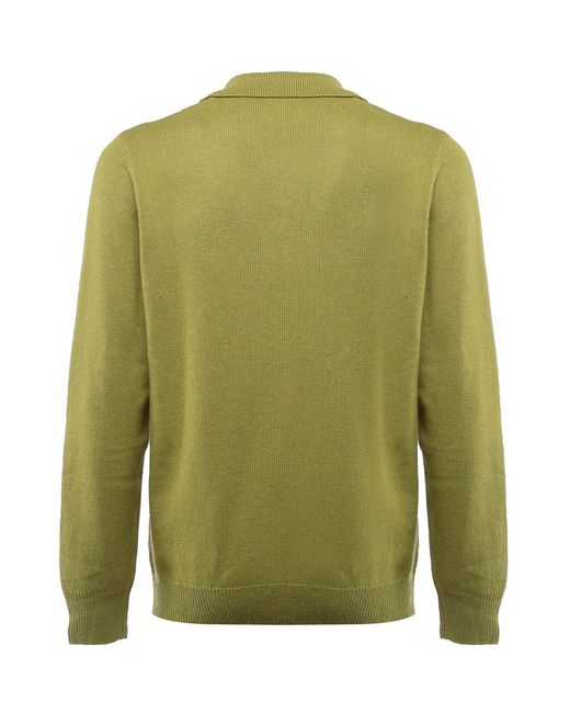 Mc2 Saint Barth Green Convent Long-Sleeved Knitted Polo Shirt for men