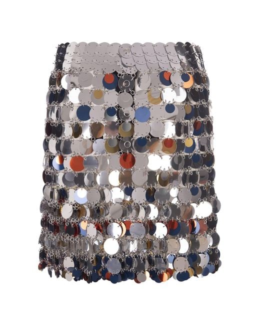 Rabanne White Short Skirt With Multicolor Sequins