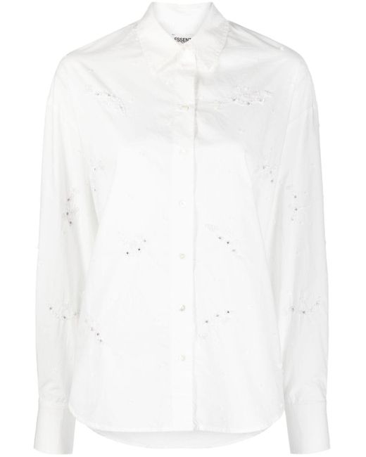 Essentiel Antwerp Sequin-embellished Cotton Shirt in White | Lyst