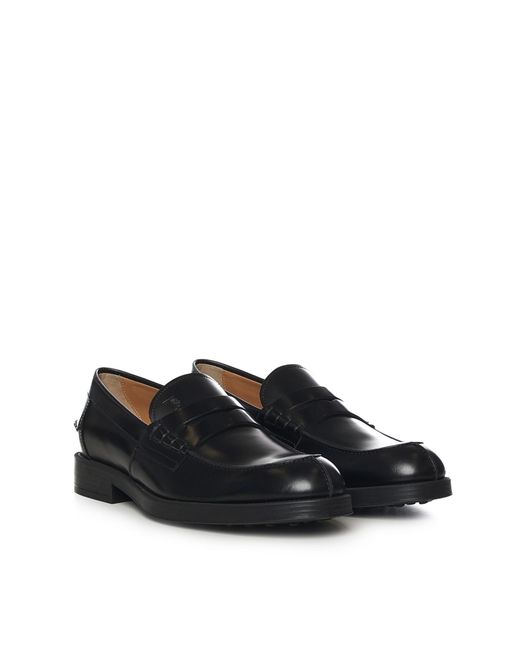 Tod's Black Leather Loafers for men