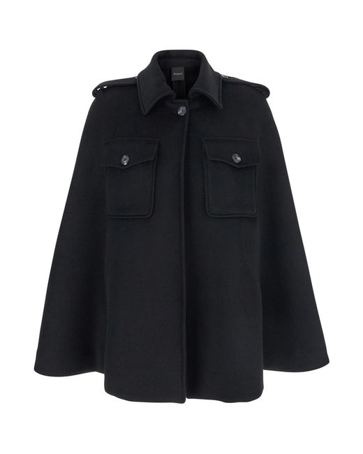 Le Plain Black Short Cape Coat