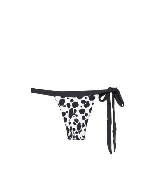 Frankie's Bikinis Black Coco Tie-Detail Pattern Bikini Bottom