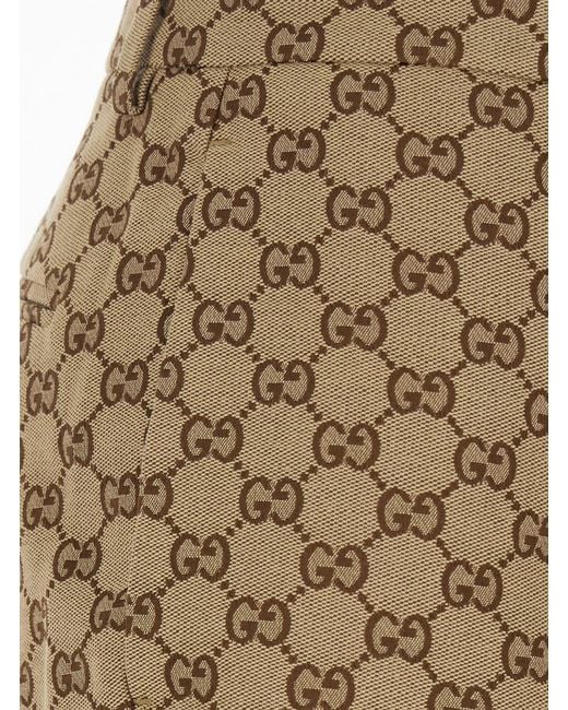 Gucci Natural Trousers With Gg Motif