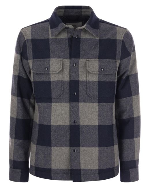 Woolrich Black Checked Buttoned Overshirt for men