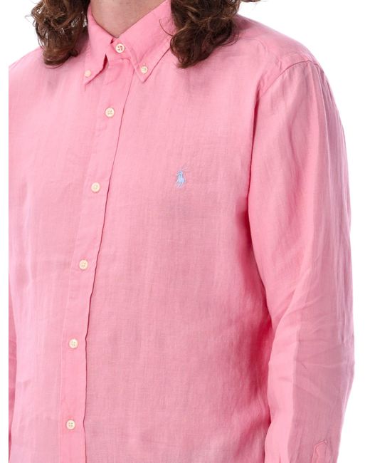 Polo Ralph Lauren Pink Custom Fit Shirt for men