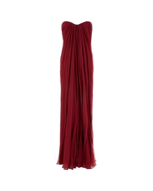 McQueen Red Tyrian Silk Long Dress