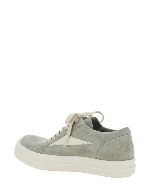 Rick Owens White Low Top Suede Sneakers Trainers