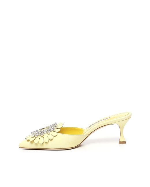 Manolo Blahnik Metallic Mules Shogmuo