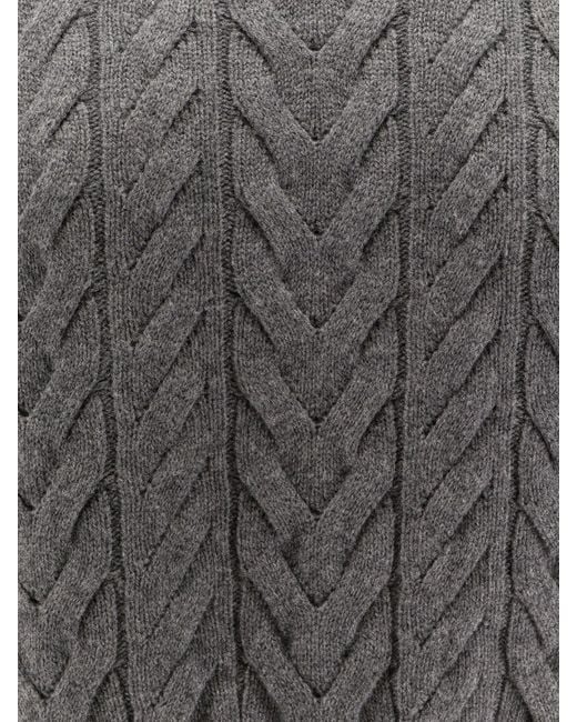 Max Mara Gray Dominus Wool Sweater With Cable Knit