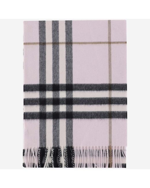 Burberry Pink Cashmere Scarf With Check Pattern