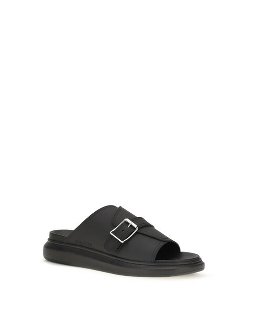 McQueen Black Buckle Slide Sandals for men
