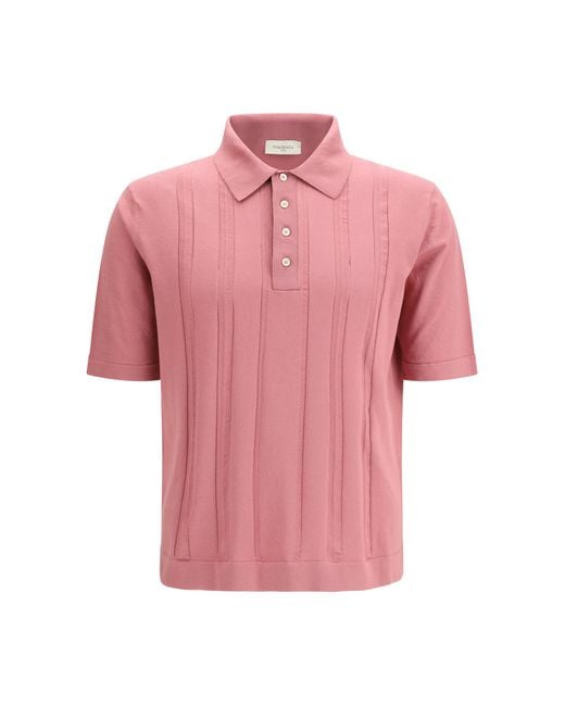 Piacenza Cashmere Pink Cotton Polo With Classic Collar Shirts for men
