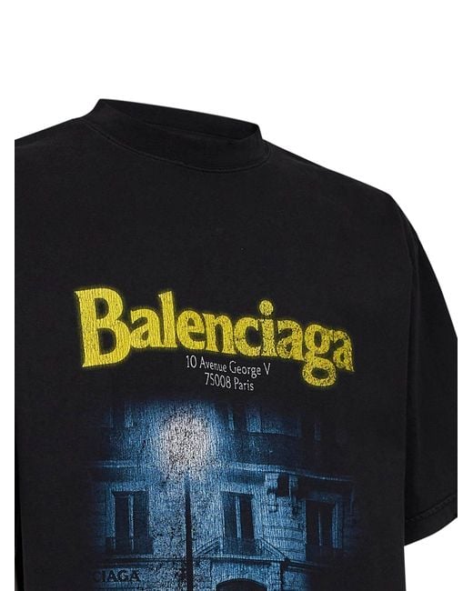 Balenciaga Black Washed The Address Medium Fit T-Shirt for men