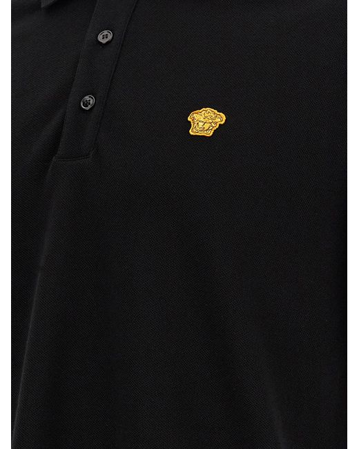 Versace Black Cotton Polo Shirt for men