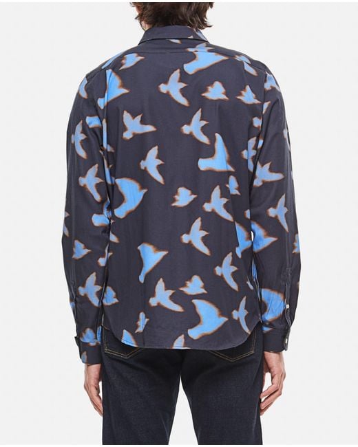 Paul Smith Blue Shadow Birds Shirt for men