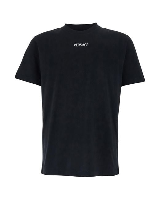 Versace Black T-Shirt With Lettering Logo On The Front for men