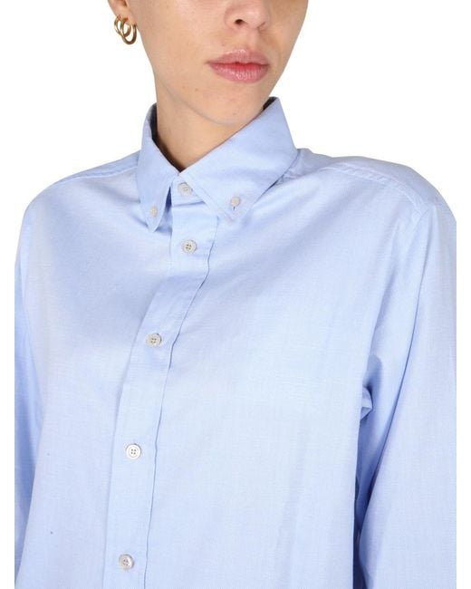 Ballantyne Blue Oxford Shirt With Button Down Collar Cotton