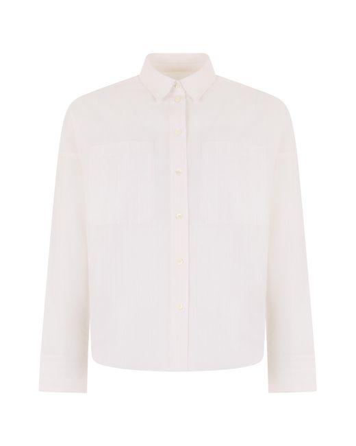 Maison Kitsuné White Shirt Striped Cotton