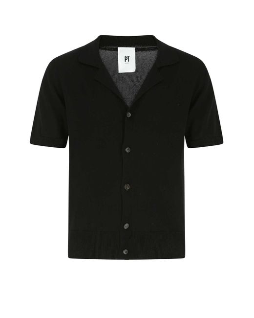 PT Torino Black Cotton Blend Cardigan for men