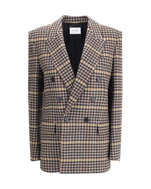 Saint Laurent Gray Double-Breasted Wool Jacket
