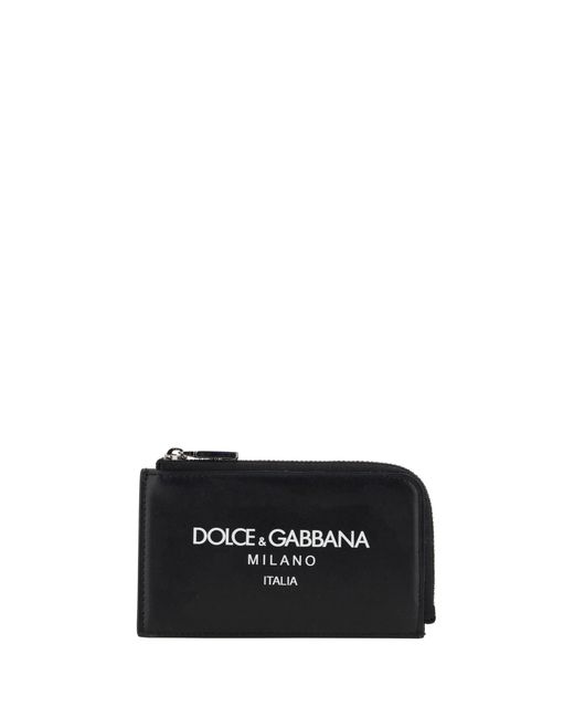 Dolce & Gabbana Black Leather Card Holder for men
