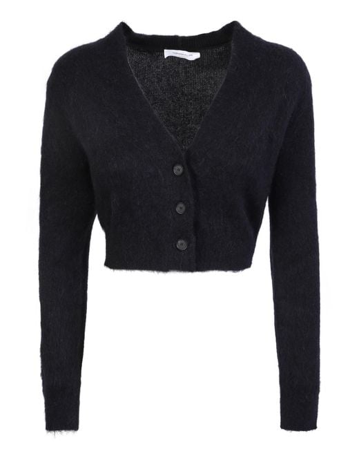 Fabiana Filippi Black Mohair Wool Short Cardigan With 3 Buttons
