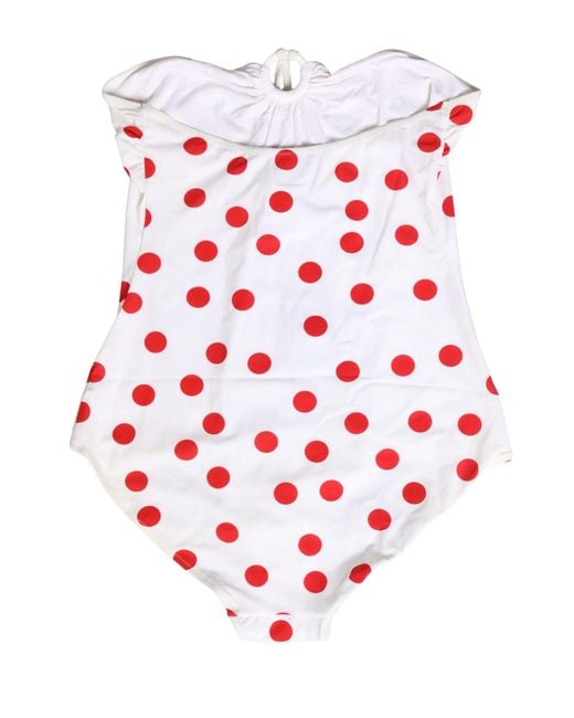 Dolce & Gabbana White Polka Dot One-Piece Swimsuit Swimwear And Elastane Nylon Clothing