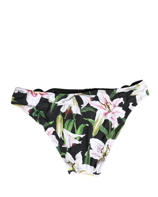 Dolce & Gabbana Black Lily Print Nylon Bottom Beachwear Swimwear Elastane Clothing