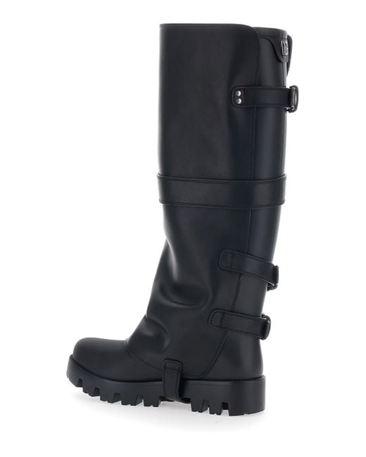 Dolce & Gabbana Black Ankle Boots With Adjustable Buckle Straps And Logo Plaque On The Back