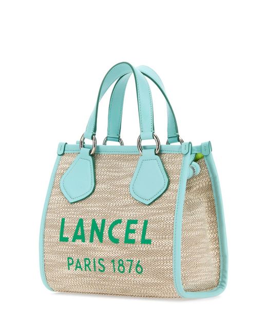 Lancel Blue Canvas Summer Shopping Bag
