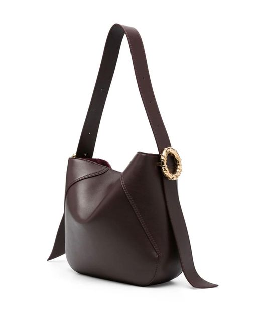 Lanvin Brown Bordeaux Leather Melodie Hobo Bag