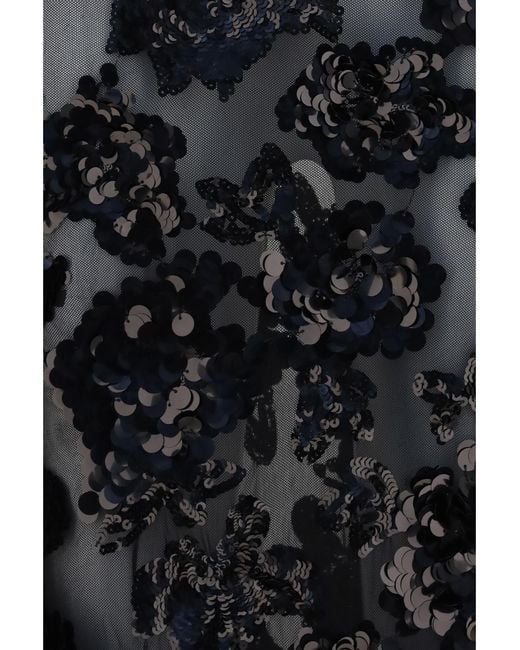Nissa Black Long Sequin Dress Polyester; Elastane