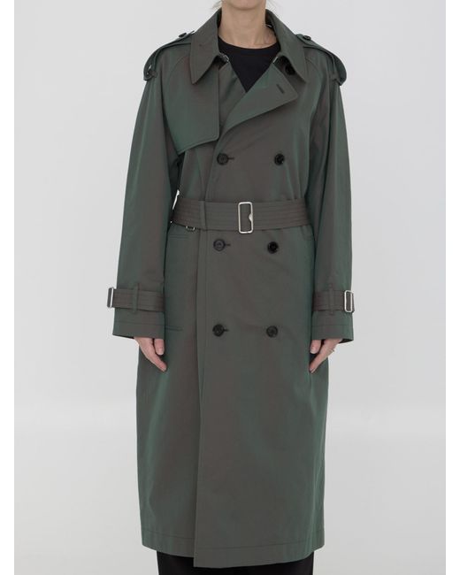 Burberry Gray Cotton Long Trench Coat
