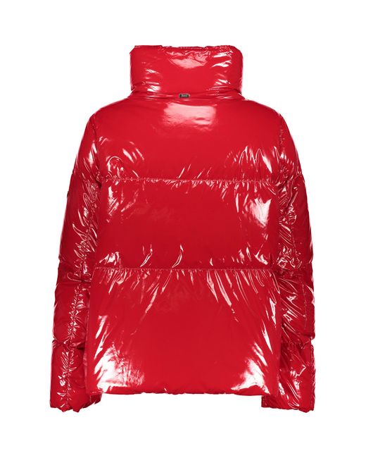 Herno Red Glossy Nylon Down Jacket