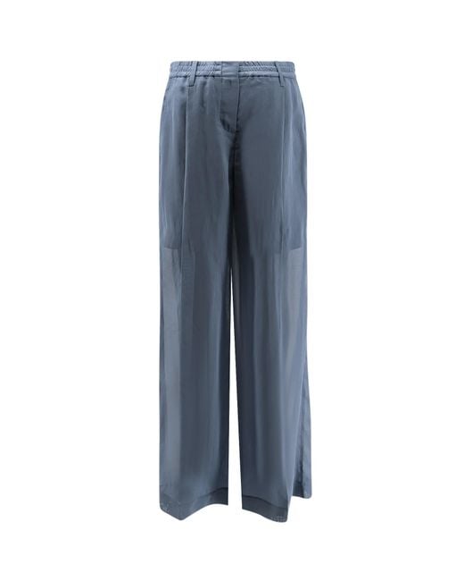 Brunello Cucinelli Blue Cotton Trousers
