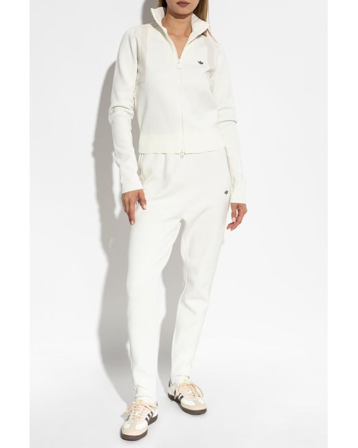 Adidas Originals White Sweatpants With Logo-Shaped Appliqué