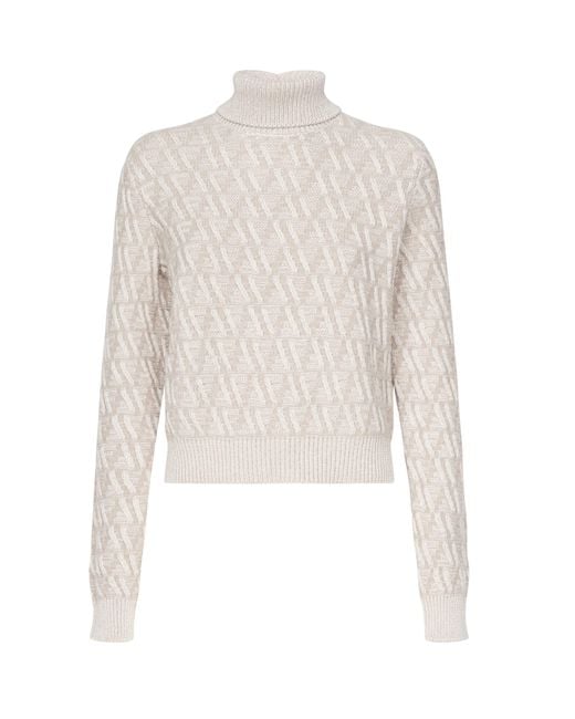 Fendi White Ff Wool And Cashmere Turtleneck