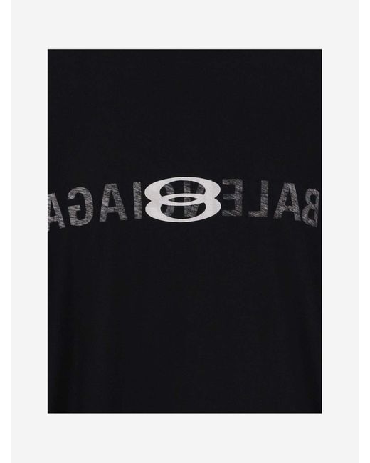 Balenciaga Black Cotton T-Shirt With Logo for men