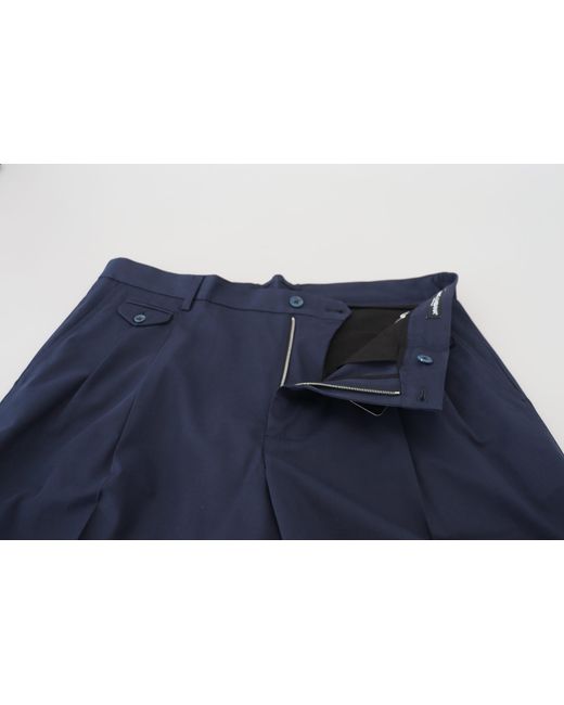 Dolce & Gabbana Blue Pleated Shorts Midlength for men