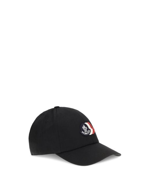 Moncler Black Baseball Cap With Tricolour Logo for men