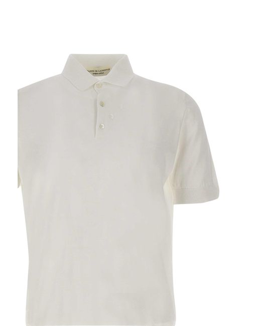 FILIPPO DE LAURENTIIS White Cotton Crêpe Polo Shirt for men