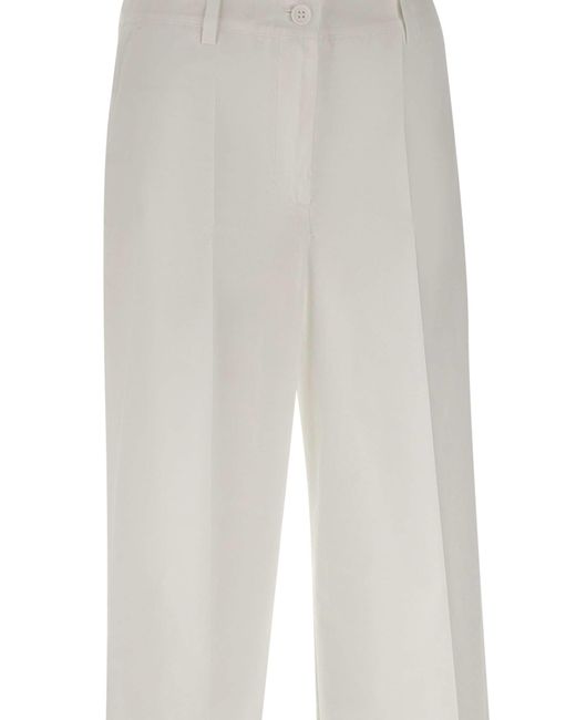 P.A.R.O.S.H. White Canyox24 Cotton Trousers
