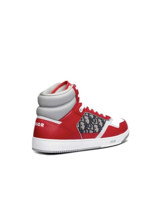 Dior Red Oblique High-Top Sneakers for men