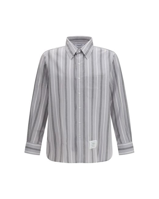Thom Browne Gray Madras Striped Armband Shirt Cotton for men